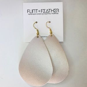 Flint+Feather Blush Faux Leather Drop Earrings NWT